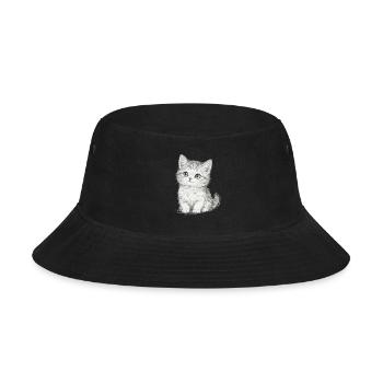 Line Art Kitten Sketch - Bucket Hat - black - Front