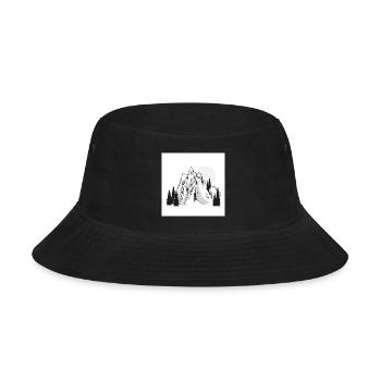 Minimalist Mountain Peaks Pine Forest - Bucket Hat - black - Front
