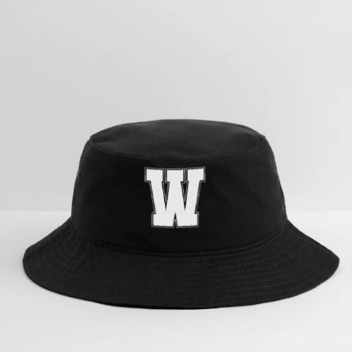 White Letter W – Varsity Alphabet Monogram - Bucket Hat