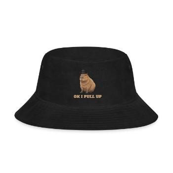 Capybara Ok i pull up - internet viral meme - Bucket Hat - black - Front