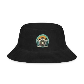 Vintage Analog 35mm Camera Comic Style - Bucket Hat - black - Front