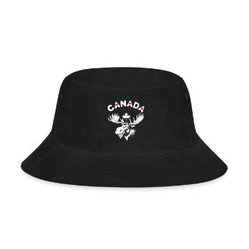 Canadian Moose with Maple Leaf Emblem - Bucket Hat - black - Front
