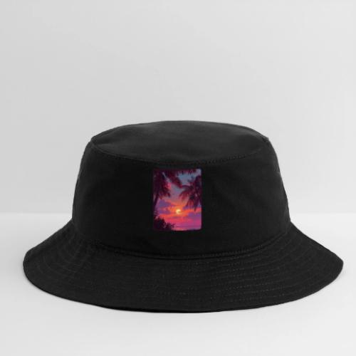 Tropical Sunset Palm Silhouette Design - Bucket Hat