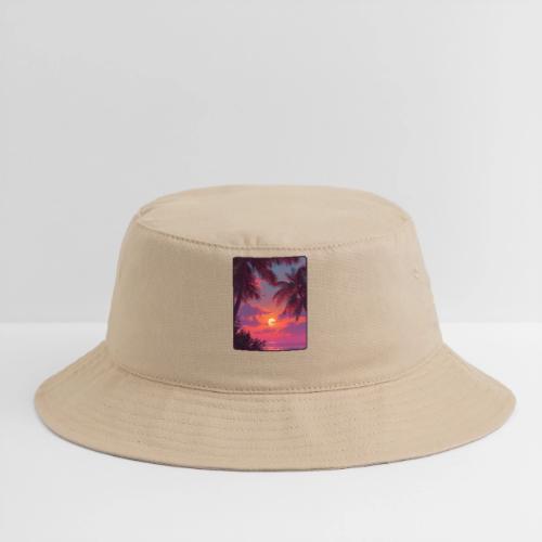 Tropical Sunset Palm Silhouette Design - Bucket Hat