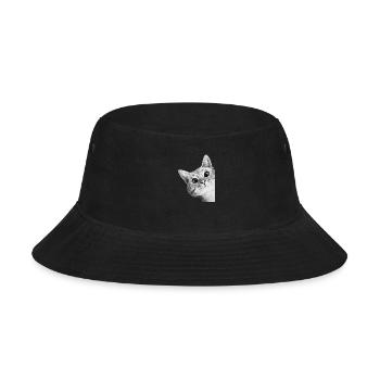 Curious Kitten Mono Sketch - Bucket Hat - black - Front
