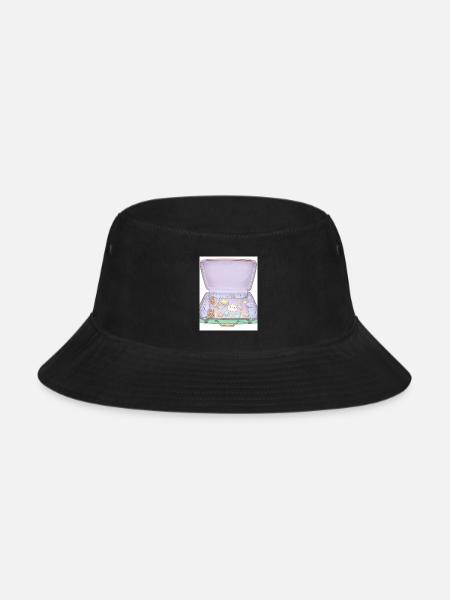Pastel Kawaii Suitcase Scene - Bucket Hat - black