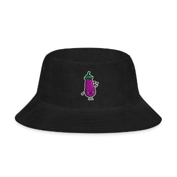 Eggplant couples penis emoticon texting sex meme - Bucket Hat - black - Front