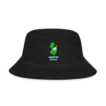 Playful Green Lighter with Smiling Face - Bucket Hat - black - Front