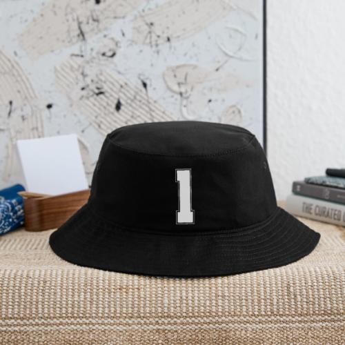 White Number 1 – Varsity Font - Bucket Hat