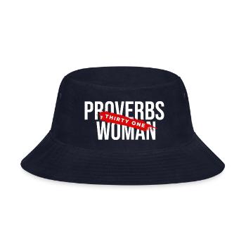 Proverbs 31 Christian Faith Strong Woman Design - Bucket Hat - navy - Front