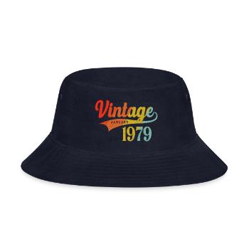 January 1979 Birthday Vintage January 1979 Awesome - Bucket Hat - navy - Front