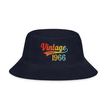 January 1966 Birthday Vintage January 1966 Awesome - Bucket Hat - navy - Front
