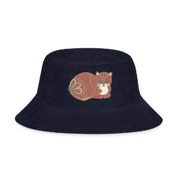 Folk art comfy cat - Bucket Hat - navy - Front