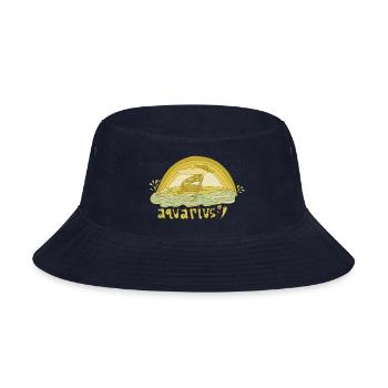 Aquarius Surfy Zodiac Retro Surf Art By Surfy - Bucket Hat - navy - Front