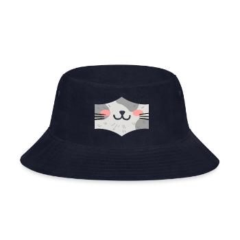 Cat Face Mask - Bucket Hat - navy - Front