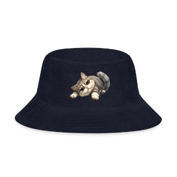 Funny Cat - Bucket Hat - navy - Front
