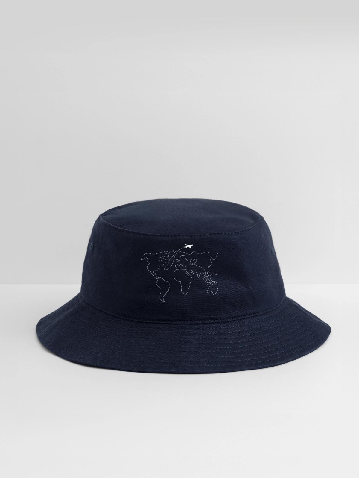 World Map Heart Flight - Bucket Hat - navy - Front
