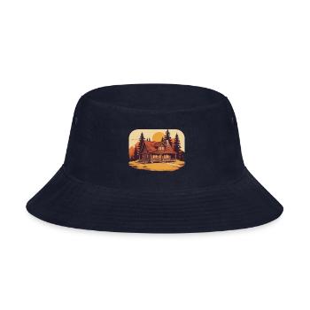 Retro Comic Style Vintage Cabin- Cozy Escape - Bucket Hat - navy - Front
