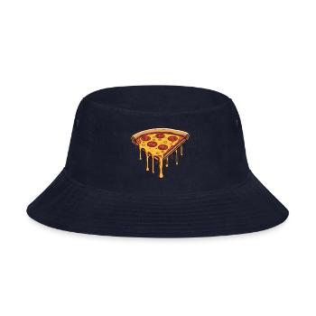 Retro Comic Style Pizza Slice Tee - Cheesy Delight - Bucket Hat - navy - Front