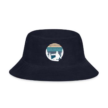 Pine Tree & Snowboard Art - Bucket Hat - navy - Front