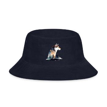 Wolf Pine Trees - Bucket Hat - navy - Front