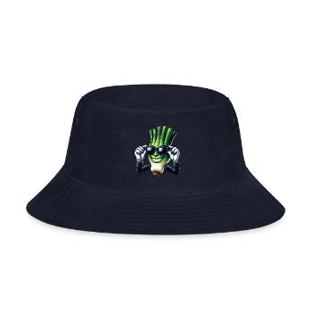 Cool Green Onion Cartoon Comic Style - Bucket Hat - navy - Front