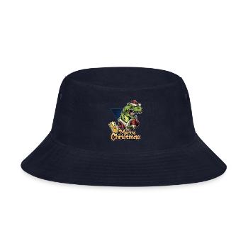 christmas santa claus T-rex dinosaur - Bucket Hat - navy - Front