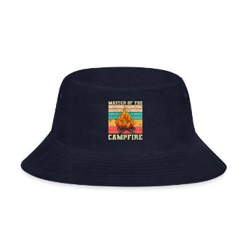 Master Of The Campfire Vintage Camping - Bucket Hat - navy - Front