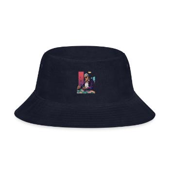 Cool Poker Fans Retro Comic Style Poker Player - Bucket Hat - navy - Front