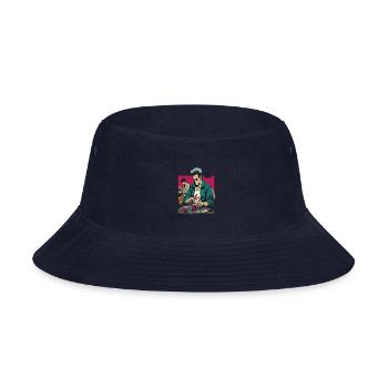 Cool Poker Fans Retro Comic Style Poker Player - Bucket Hat - navy - Front