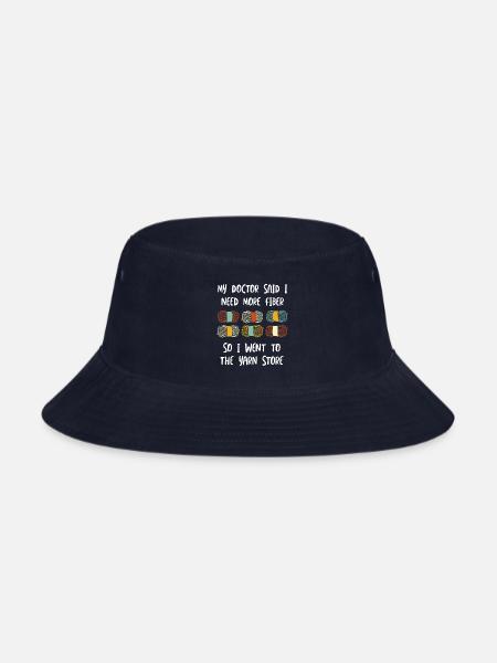 Funny Knitting Crocheting Pun Need More Fiber - Bucket Hat - navy