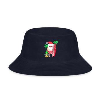 Santa Surfing Hawaiian Beach Christmas In July - Bucket Hat - navy - Front