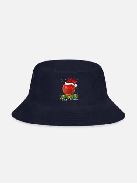 Merry Christmas Apple Fruit Santa Hat - Bucket Hat - navy