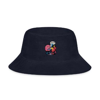 Funny Brain vs Heart Comic Style for a Lover - Bucket Hat - navy - Front
