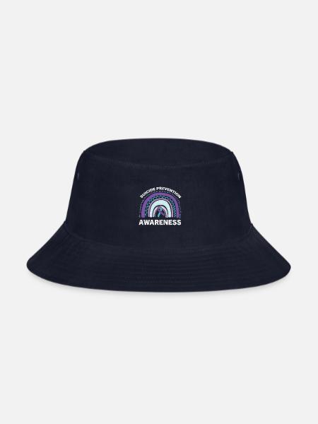 Suicide Prevention Awareness Rainbow Ribbon - Bucket Hat - navy