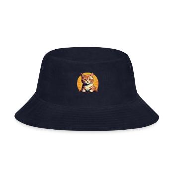 Retro Comic Style Cute Kitty - Vintage Feline Fun - Bucket Hat - navy - Front