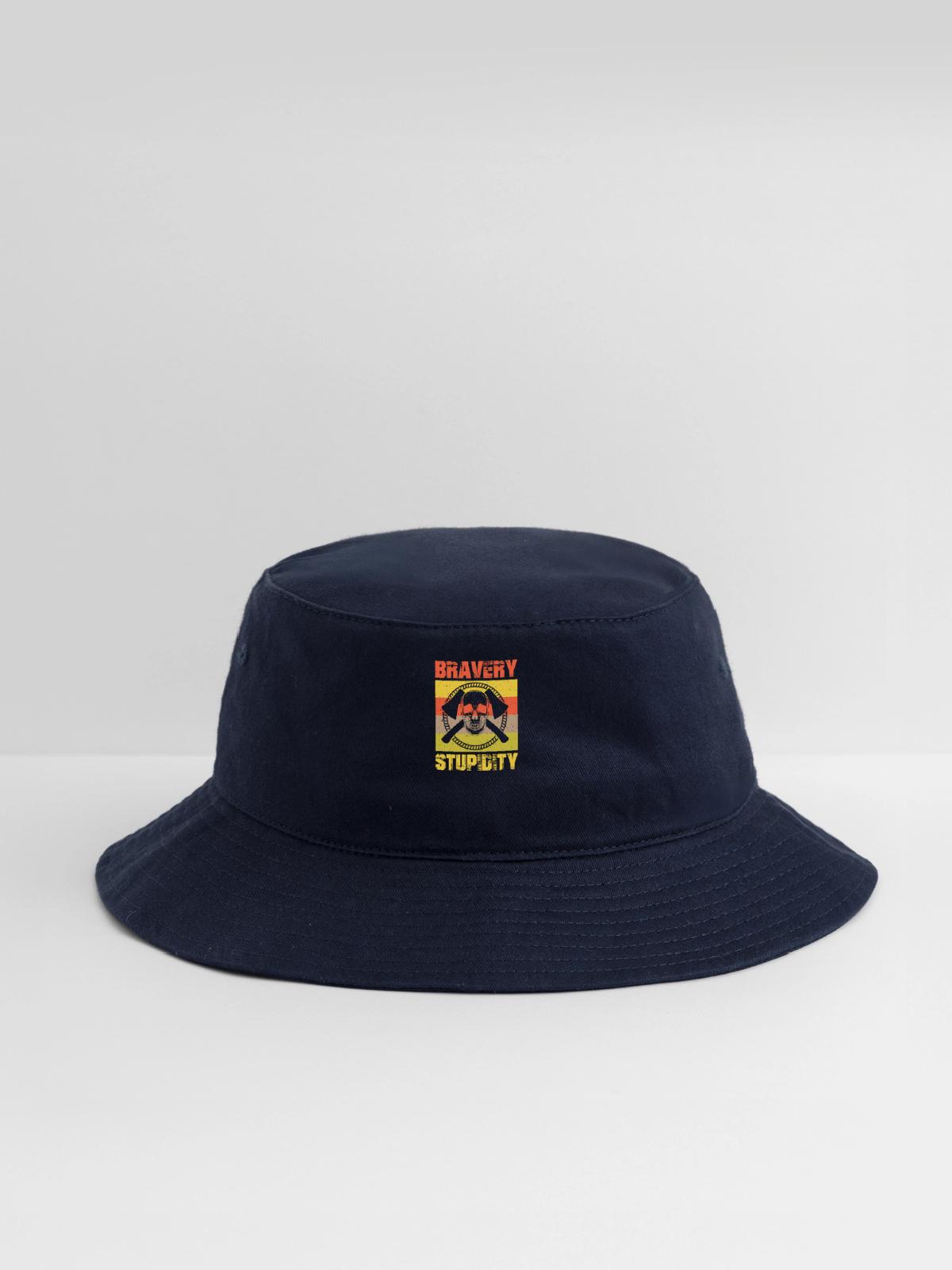 Bravery stupidity tshirt - Bucket Hat - navy - Front