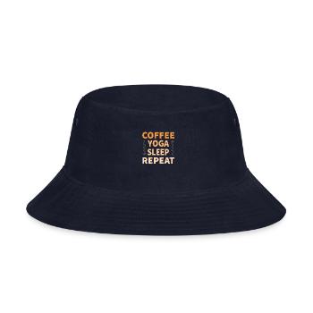 coffee yoga sleep repeat - Bucket Hat - navy - Front