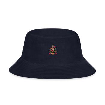 Cute T-Rex Dino Christmas Tree Comic Style - Bucket Hat - navy - Front