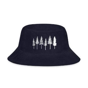 Pine Forest Nature Trees Outdoor - Bucket Hat - navy - Front