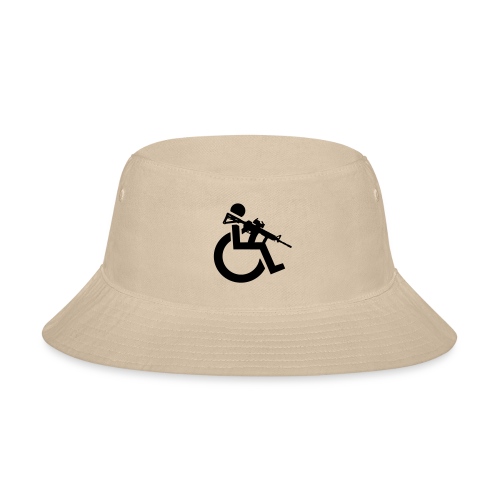 Image of a wheelchair user armed with rifle - Bucket Hat