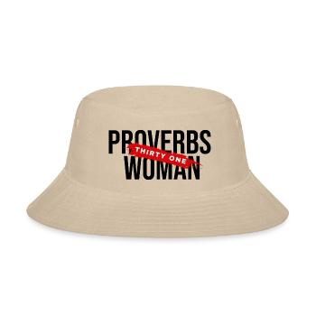 Proverbs 31 Christian Faith Strong Woman Design - Bucket Hat - cream - Front