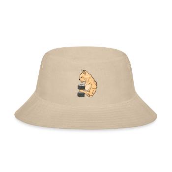 Cat makes biceps exercise - Bucket Hat - cream - Front