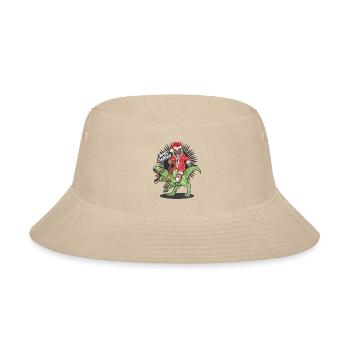christmas santa claus pug dog riding rex dinosaur - Bucket Hat - cream - Front