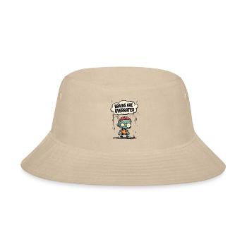 Brains are Overrated Funny Zombie Quote - Bucket Hat - cream - Front