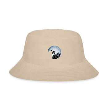 Dog, Mountain Pine Trees, Birds - Freedom - Bucket Hat - cream - Front