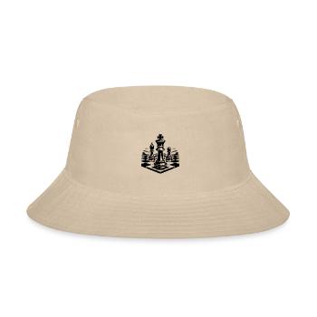 Chessboard With Chess Pieces King And Bishop - Bucket Hat - cream - Front