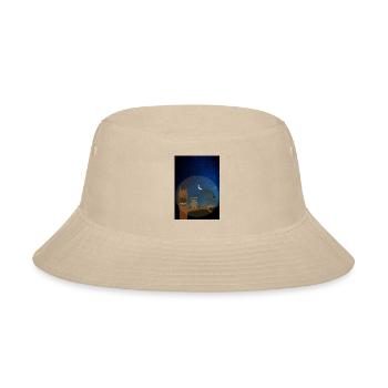 Owl in dead tree with chicks at night - Bucket Hat - cream - Front