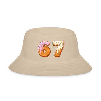 67 Sixty Seven Number 67 Waffle Six Seven Meme - Bucket Hat - cream - Front