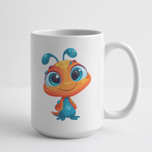 Fun Cartoon Alien in Orange and Blue - Coffee/Tea Mug 15 oz